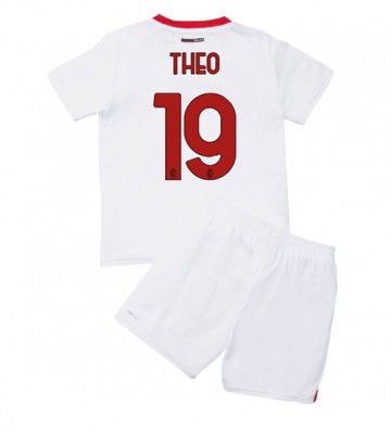 AC Milan Theo Hernandez #19 Bortedraktsett Barn 2022-23 Kortermet (+ Korte bukser)